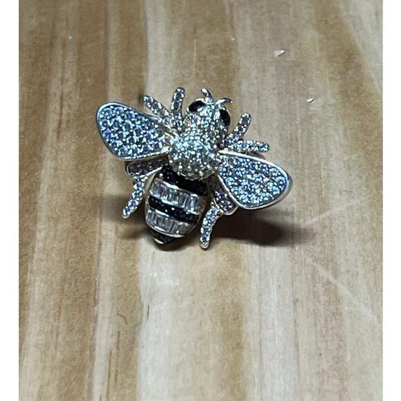 Sterling Silver 925 Jeweled Bumble Bee Ring. Marked. Beautiful! - Picture 1 of 9